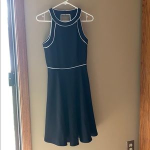 WHBM Sleeveless black dress with white detail